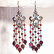 DKC ~ Faceted Garnet Fleur de Lis Chandelier Earrings